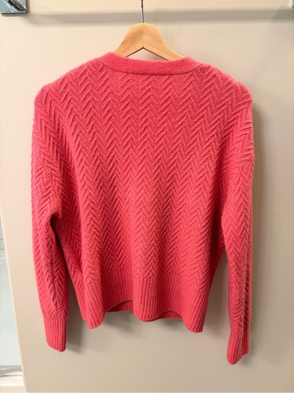 Women's Hot Pink V-Neck Button Cardigan Sweater - Picture 2 of 5